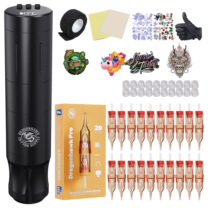 DragonHawk A3 Wireless Tattoo Pen Kit for Beginners