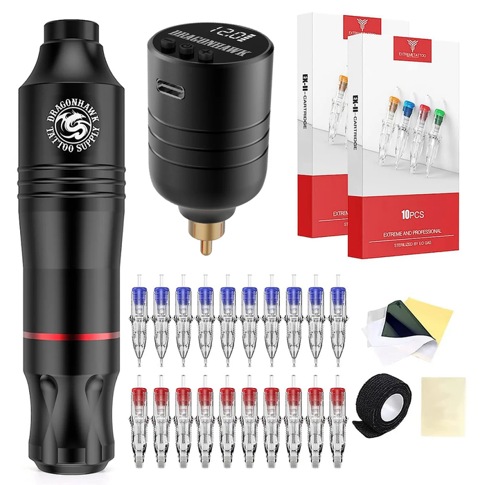 Dragonhawk Rotary Pen Tattoo Machine Starter Bundle