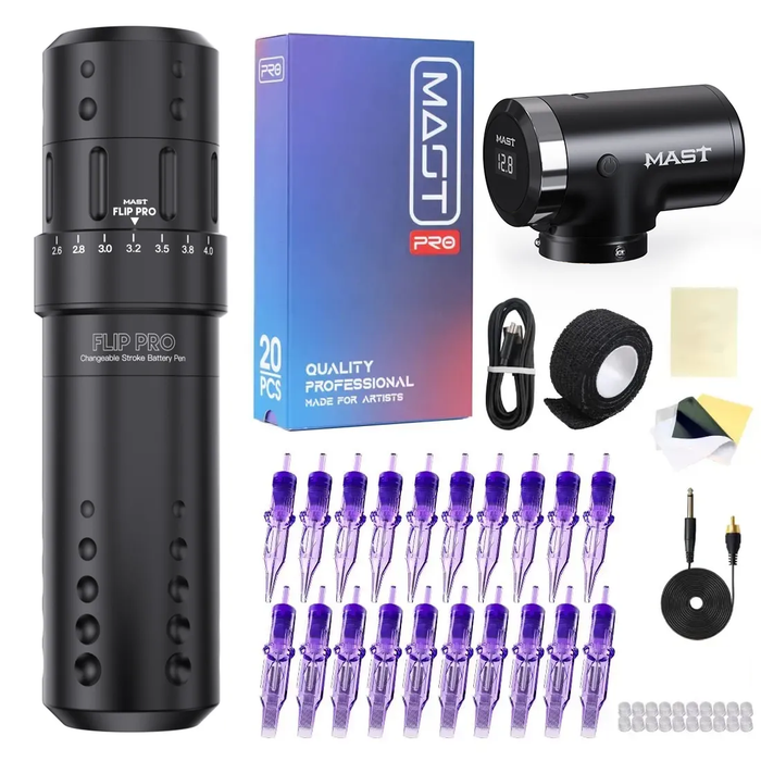 Mast Flip Pro Rotary Tattoo Machine Wireless Professional Bundle