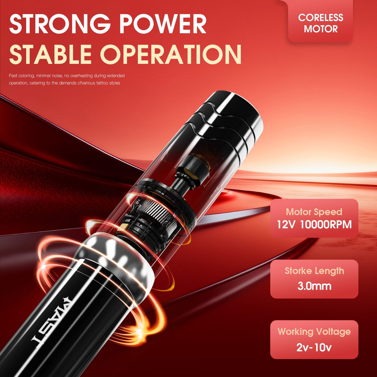 Mast P10 Pro Tattoo Pen Wireless Battery Kit With 3.0mm Stroke Length