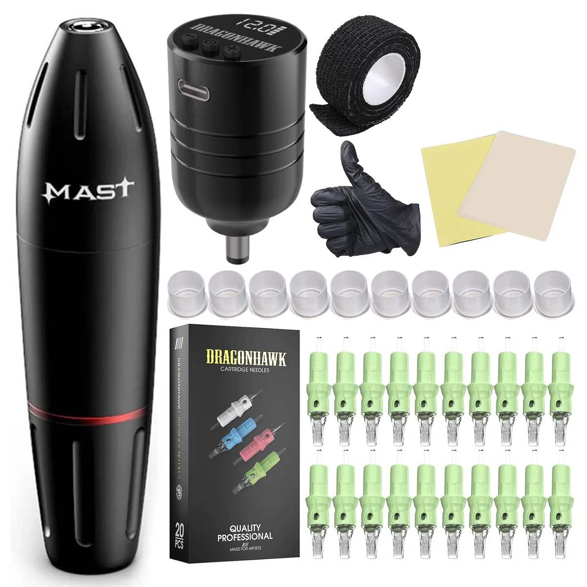 <tc>Dragonhawk</tc> Kit de tatuaje inalámbrico para principiantes con pilas