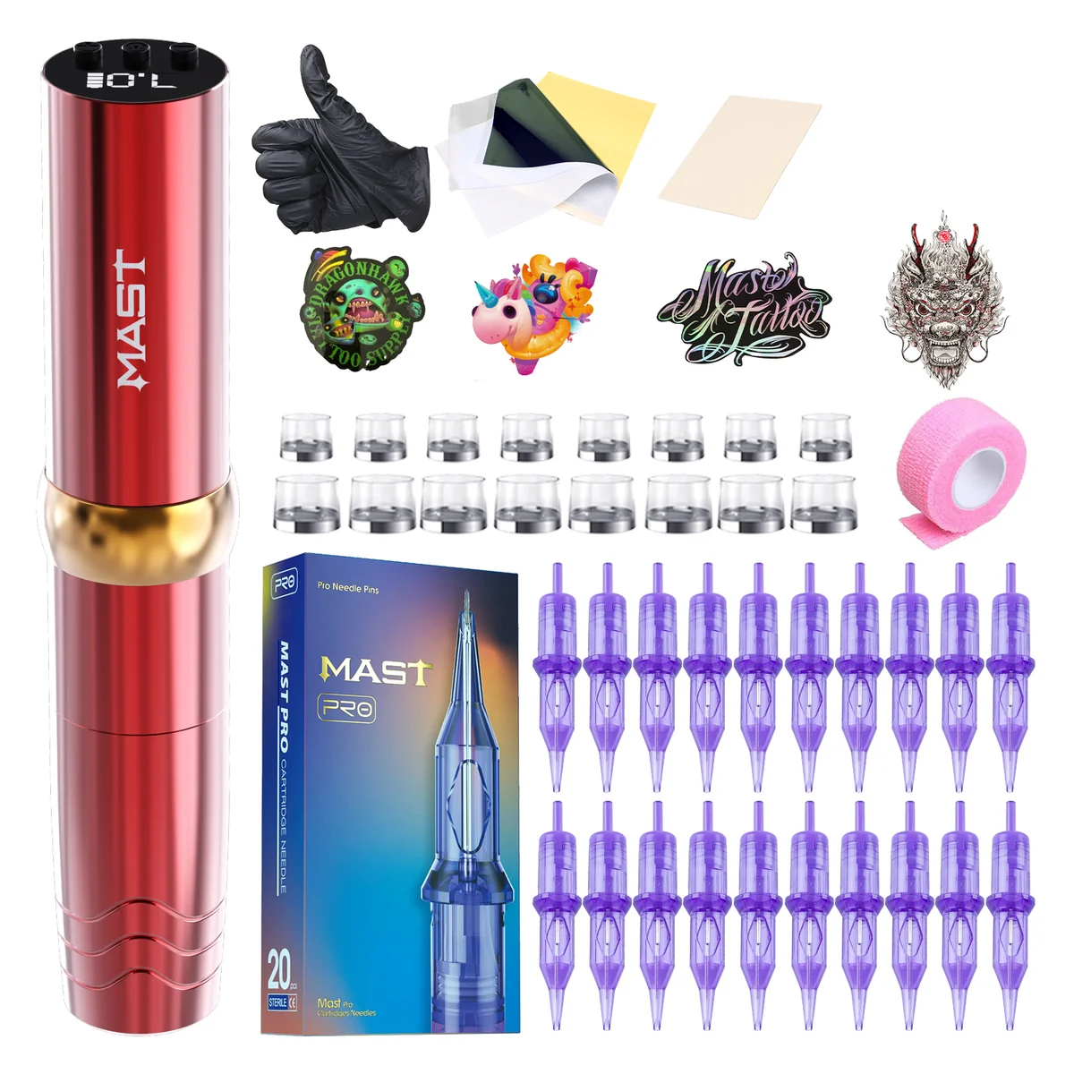 <tc>Mast</tc> Kit de batería inalámbrica para pluma de tatuaje P10 Pro con longitud de trazo de 3,0 mm