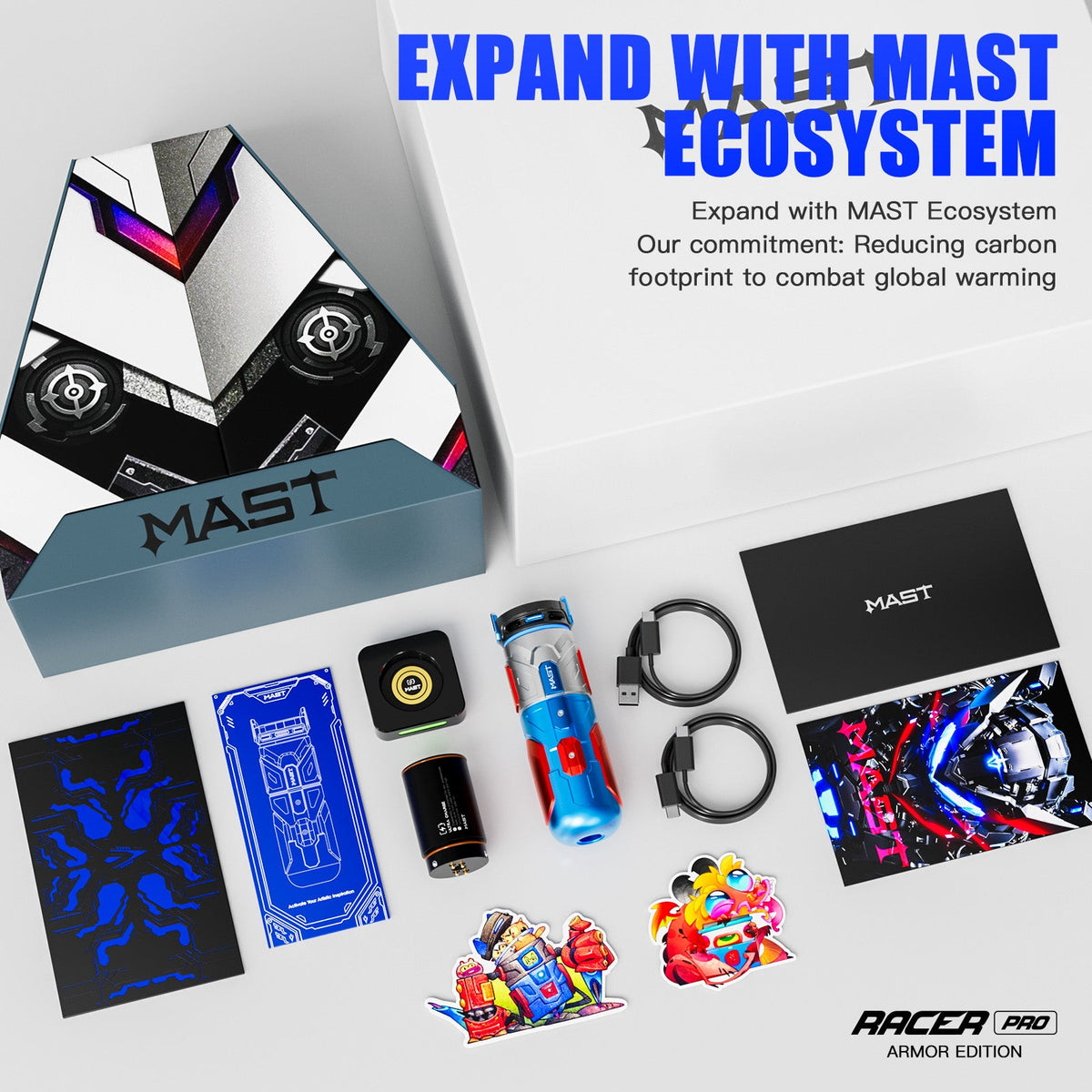 Mast Racer Pro Armor Edition Wireless Tattoo Machine 4.2mm Stroke Mcore-pro Motor (2 Batteries ver)