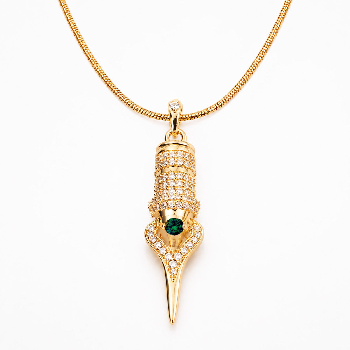 Faviamo 24K Gold Plated Handmade Zircon Inlaid Tattoo Art Pendant Ornament Necklace