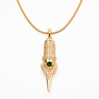 Faviamo 24K Gold Plated Handmade Zircon Inlaid Tattoo Art Pendant Ornament Necklace
