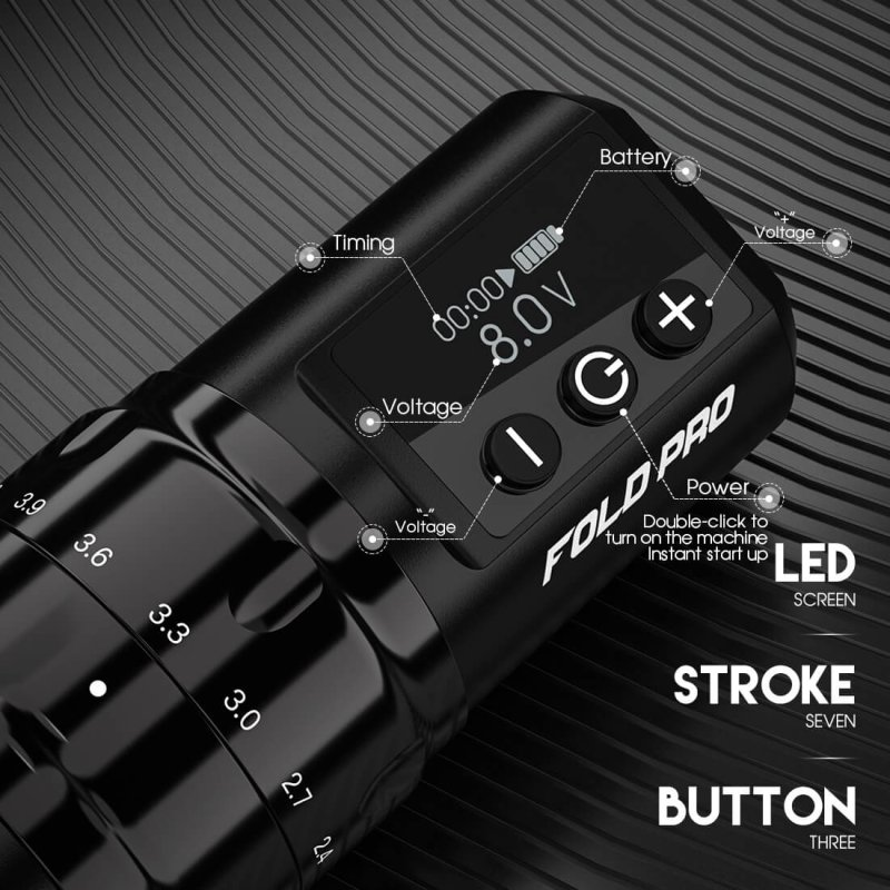 Wholesale Fold Pro Wireless Tattoo Pen Machine with 7 Stroke Length
