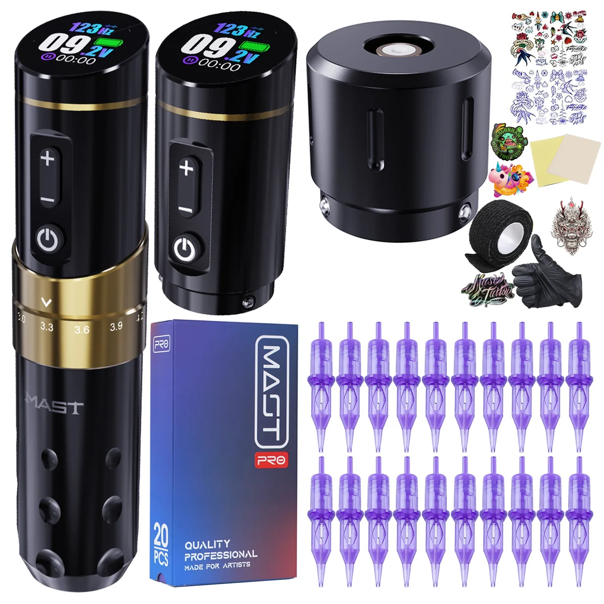Mast Flip3 Wireless Tattoo Machine Pen Professional Bundle