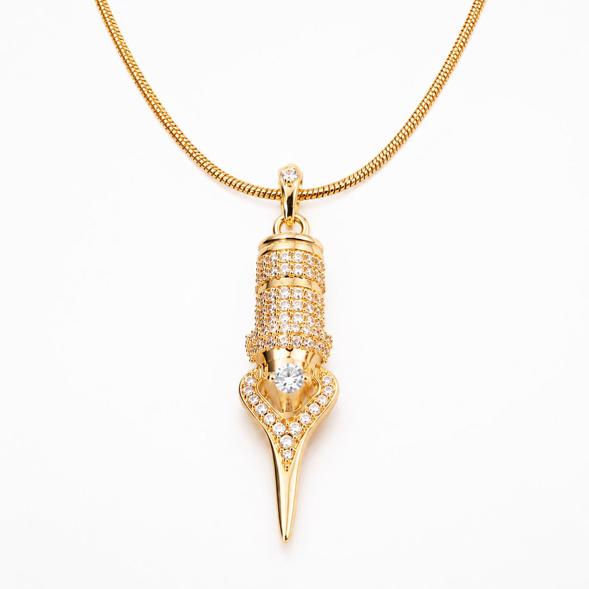 Faviamo 24K Gold Plated Handmade Zircon Inlaid Tattoo Art Pendant Ornament Necklace
