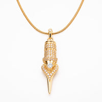 Faviamo 24K Gold Plated Handmade Zircon Inlaid Tattoo Art Pendant Ornament Necklace