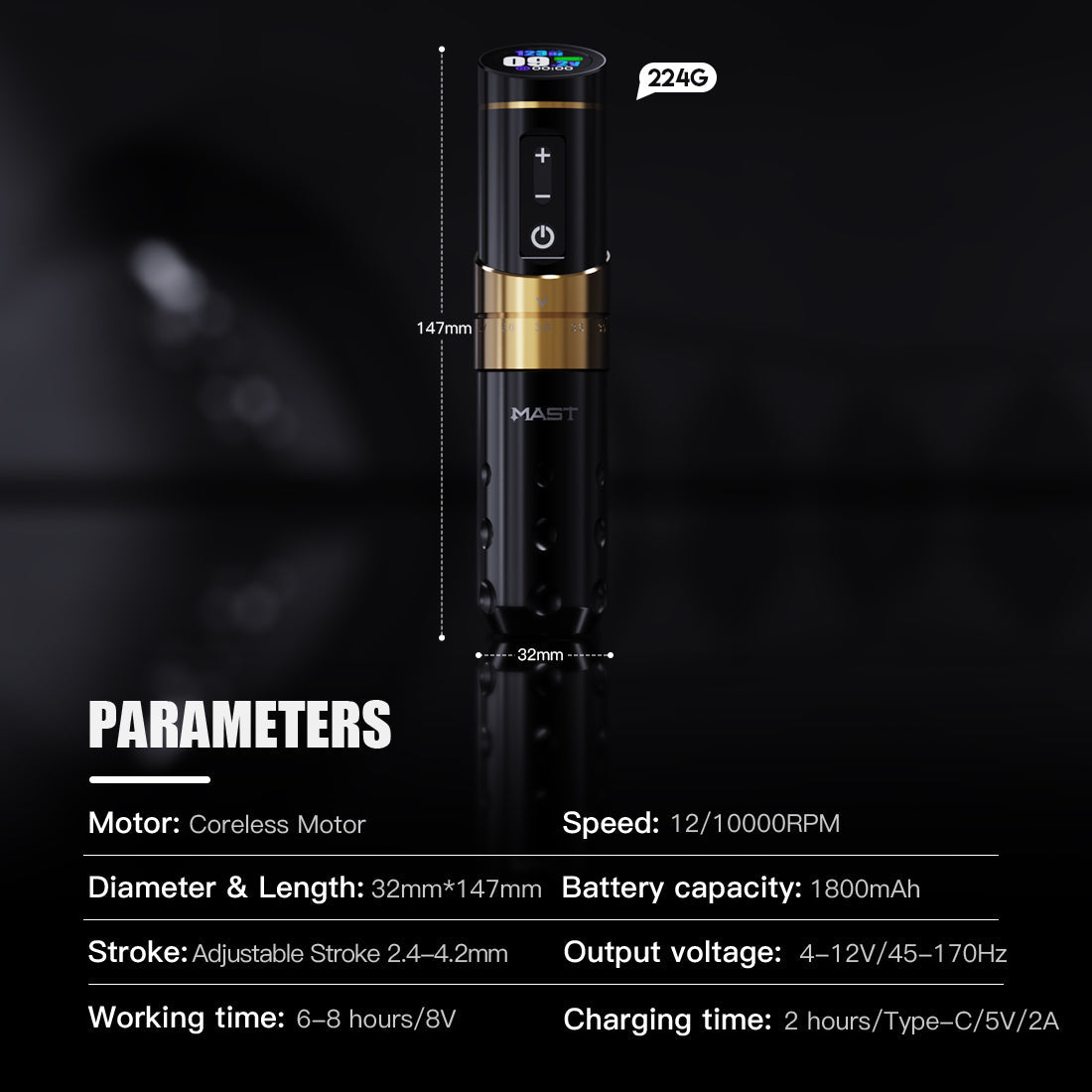 Mast Flip3 Wireless Tattoo Machine Pen Professional Bundle