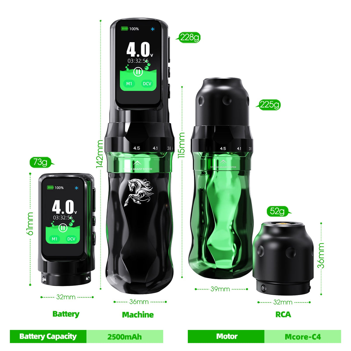 Mast Fold Pro Year of the Horse Edition Wireless Tattoo Pen Machine  2.5-4.5mm 7 Adjustable Strokes
