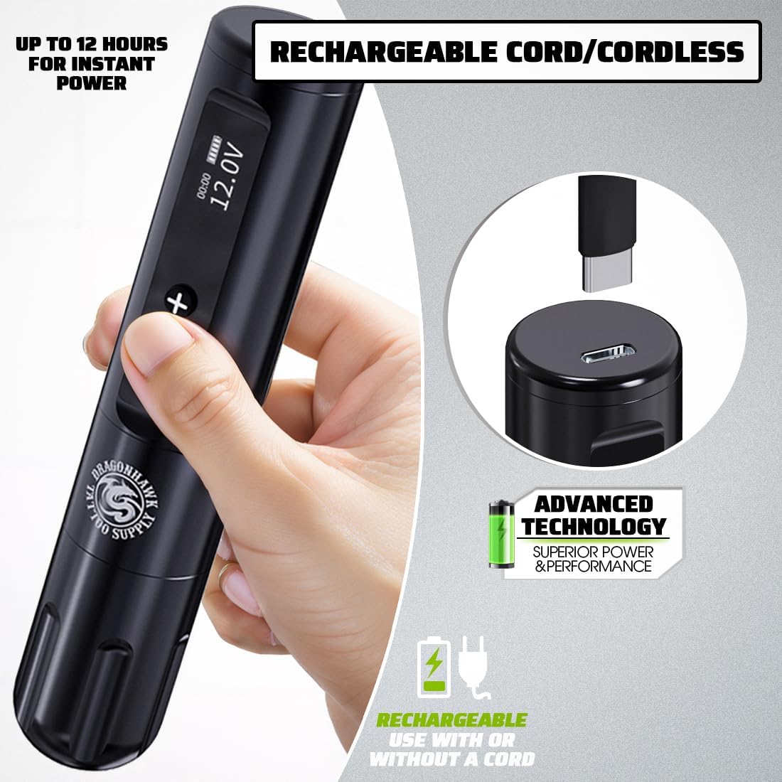 Dragonhawk X9 Wireless Tattoo Kit