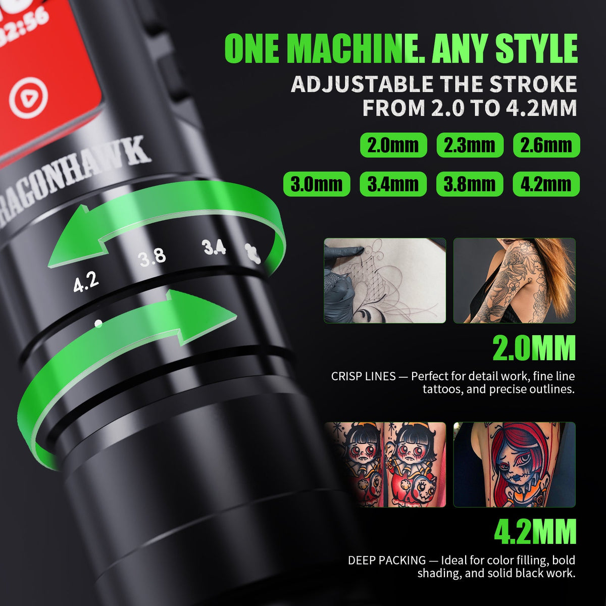 Dragonhawk A3 Pro Wireless Tattoo Pen Machine Kit