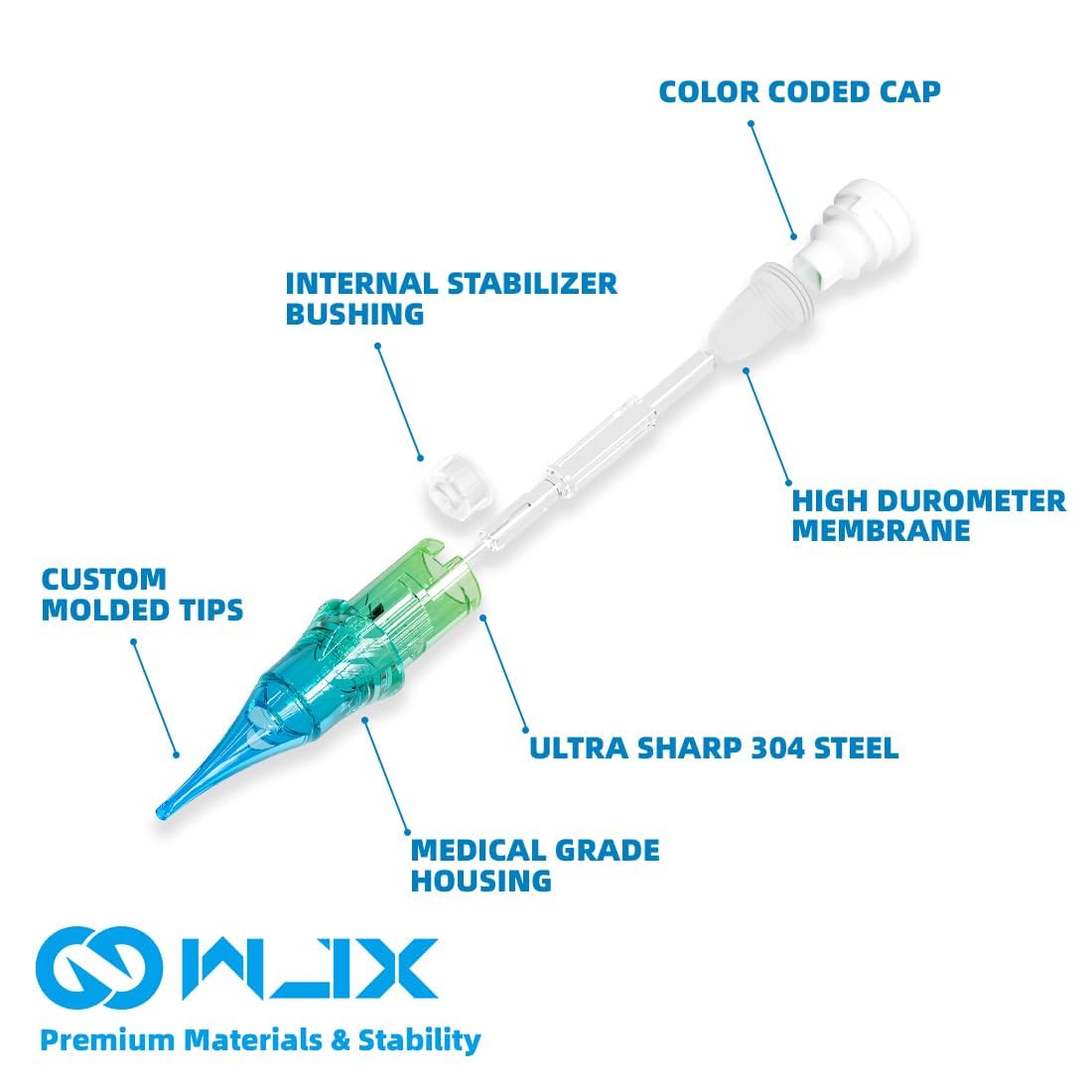 WJX ULTIMATE Tattoo Professional Cartridge Needles Sample Mixed Size - Box of 50