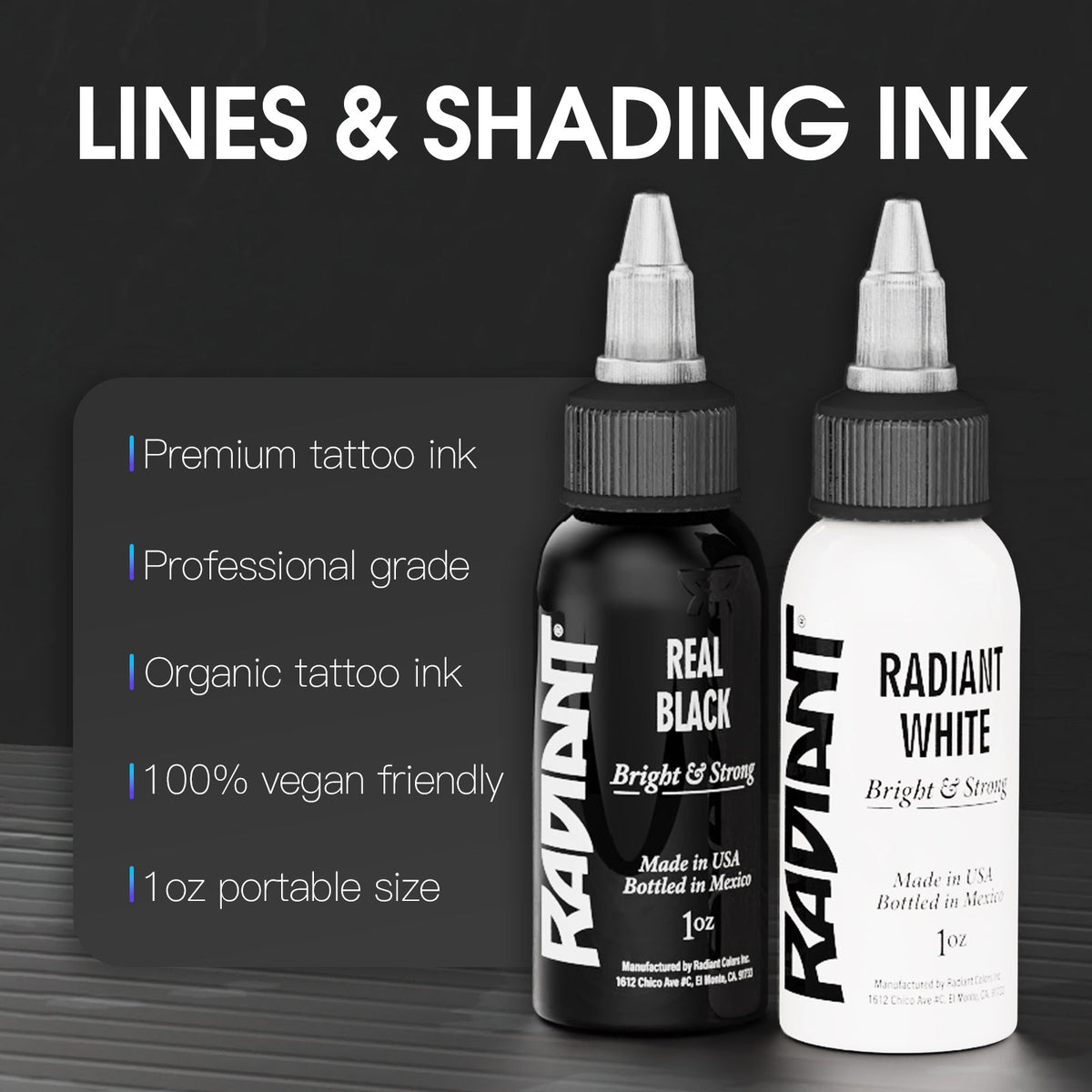 Radiant Tattoo Ink Vibrant Color Series 1OZ