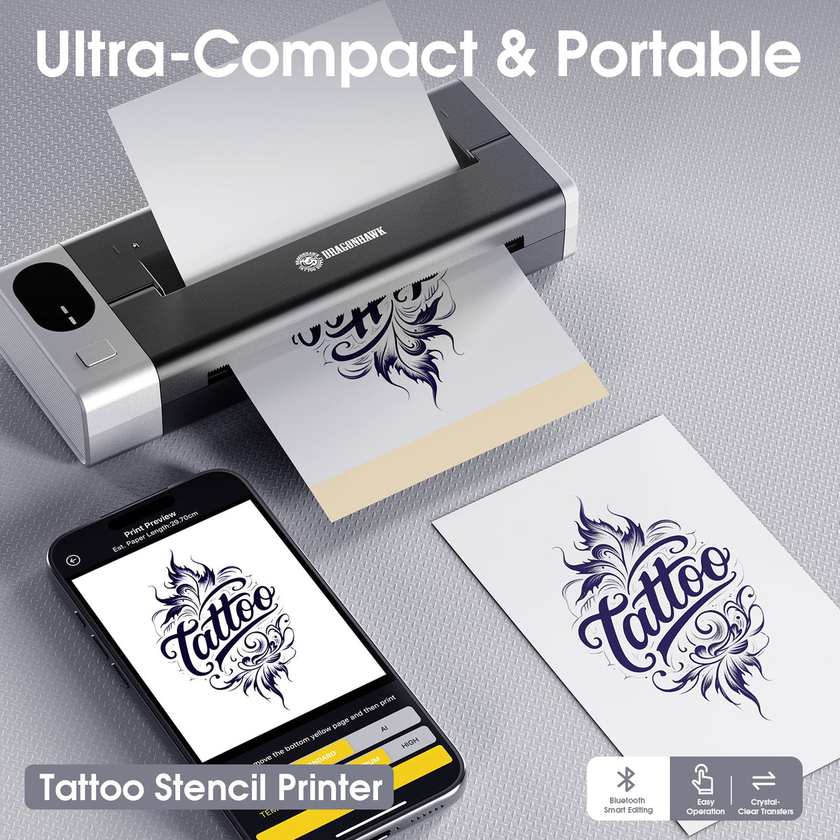Dragonhawk M6 Wireless Tattoo Stencil Printer Portable Tattoo Printer