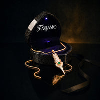 Faviamo 24K Gold Plated Handmade Zircon Inlaid Tattoo Art Pendant Ornament Necklace