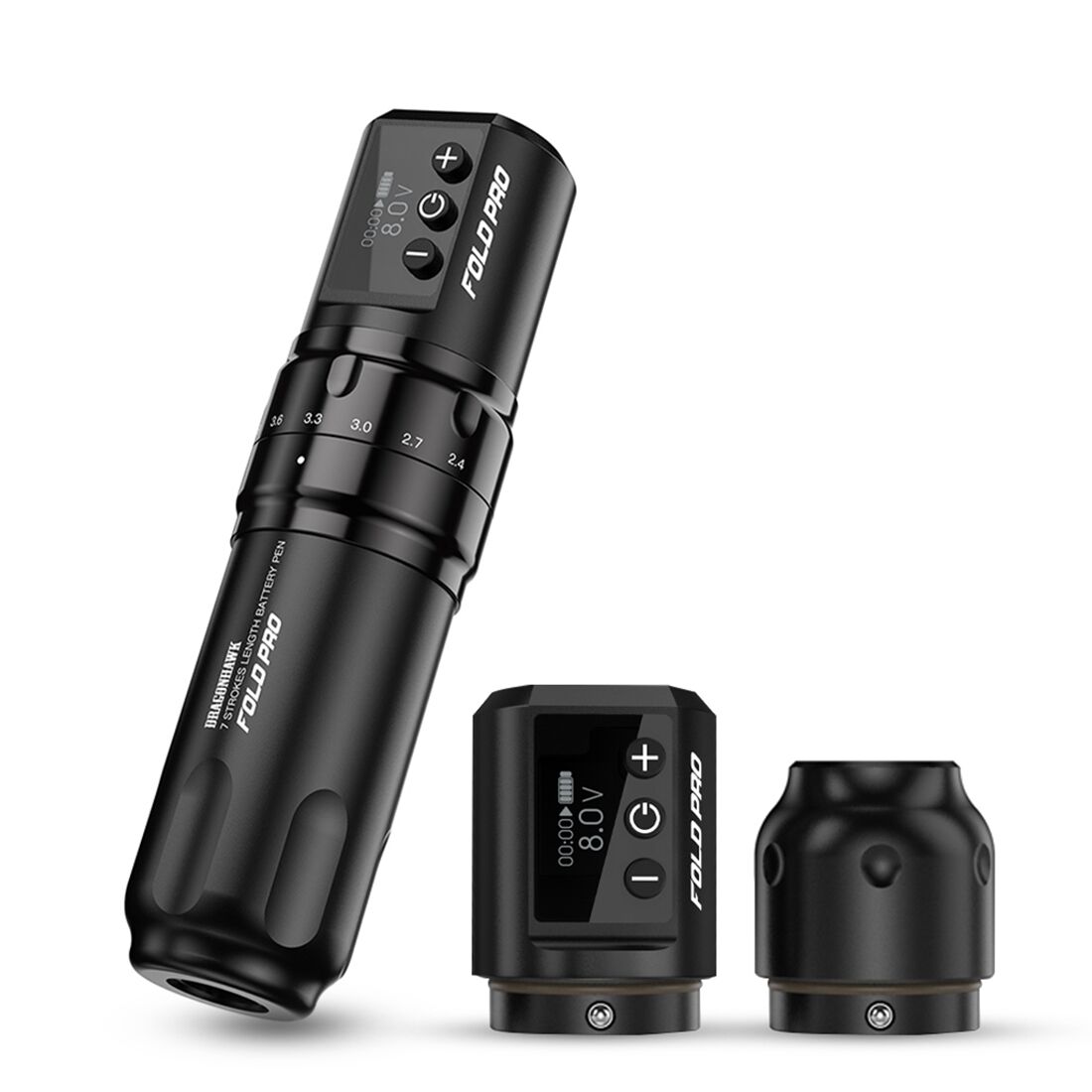 Dragonhawk Wireless Tattoo Pen Machine with 7 Stroke Length | Fold Pro (2 Batteries Ver)