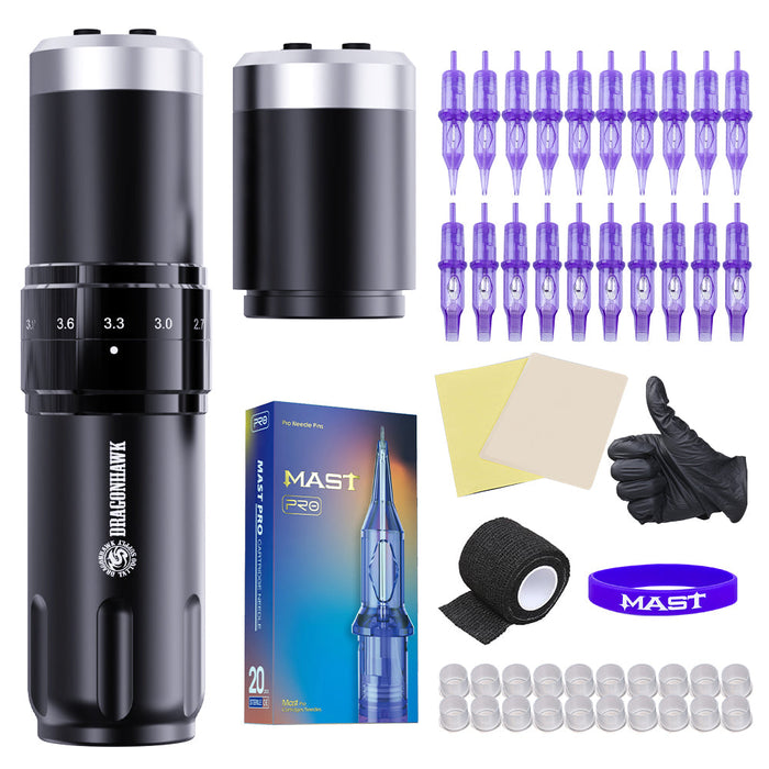 Dragonhawk Wireless Tattoo Machine Kit With 20pcs Tattoo Needles