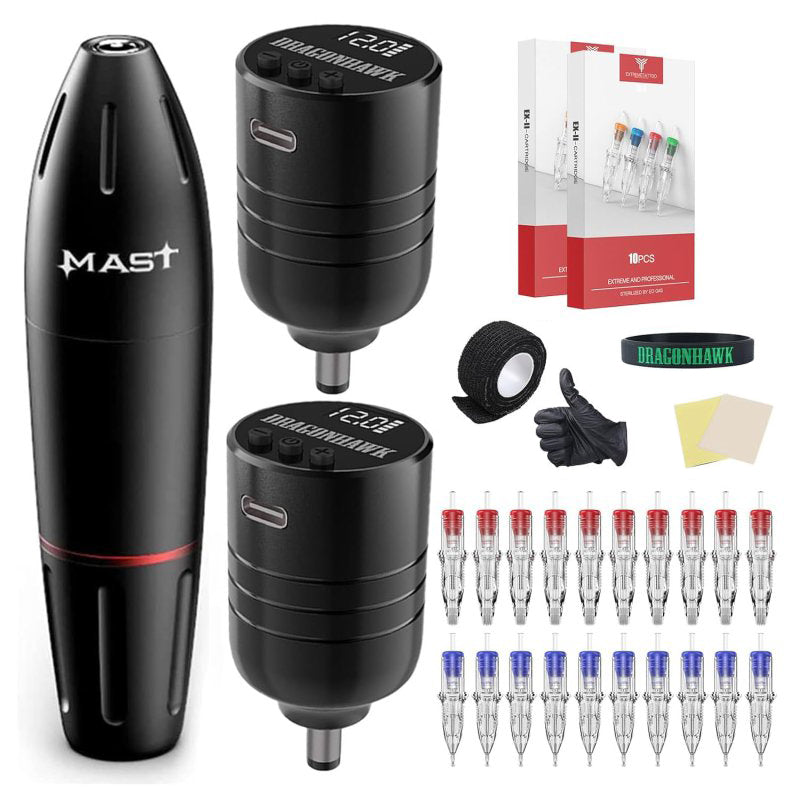 Dragonhawk Beginner Wireless Tattoo Kit With Batteries