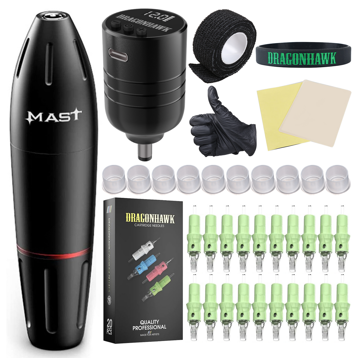 Dragonhawk Beginner Wireless Tattoo Kit With Batteries