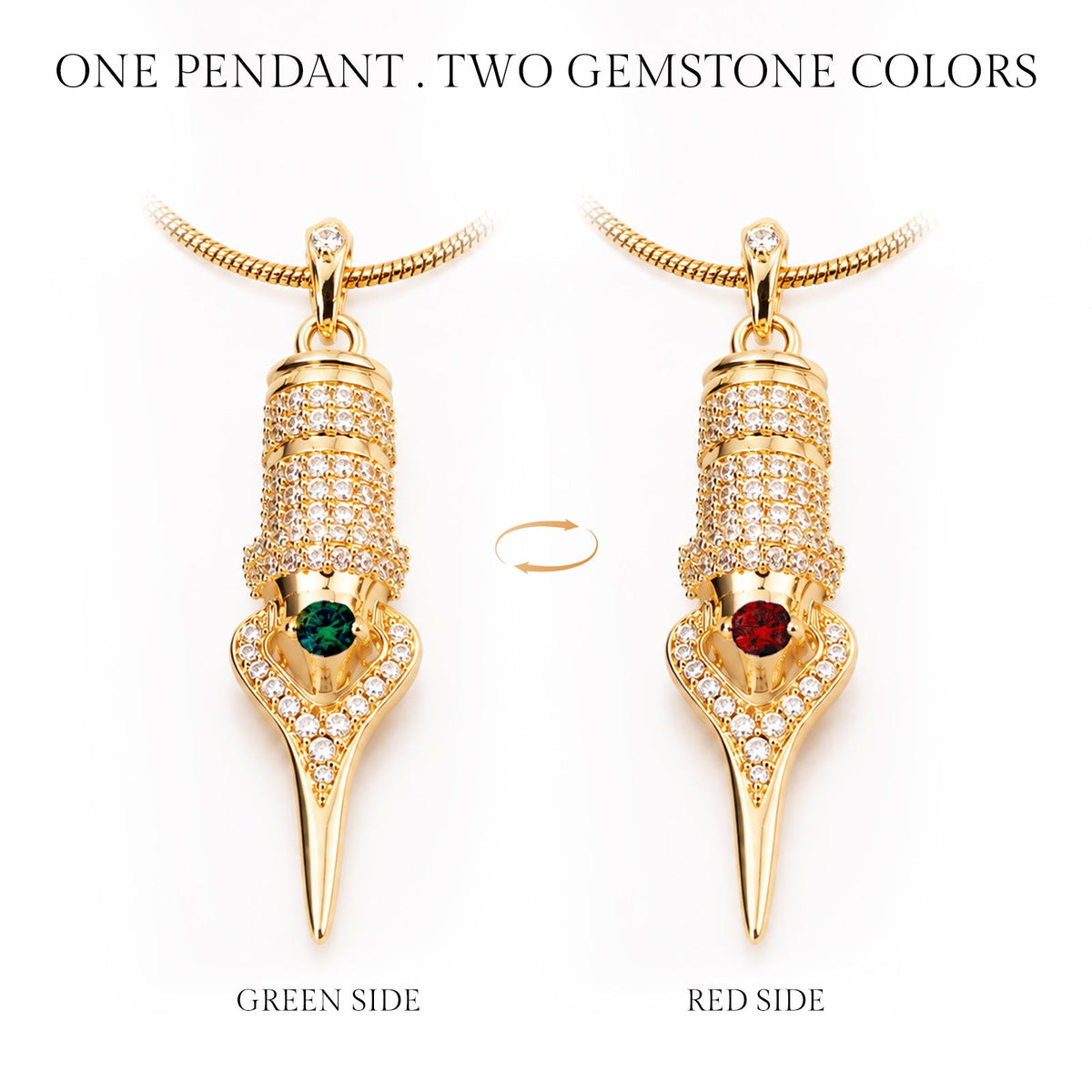Faviamo 24K Gold Plated Handmade Zircon Inlaid Tattoo Art Pendant Ornament Necklace
