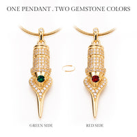 Faviamo 24K Gold Plated Handmade Zircon Inlaid Tattoo Art Pendant Ornament Necklace