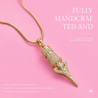 Faviamo 24K Gold Plated Handmade Zircon Inlaid Tattoo Art Pendant Ornament Necklace