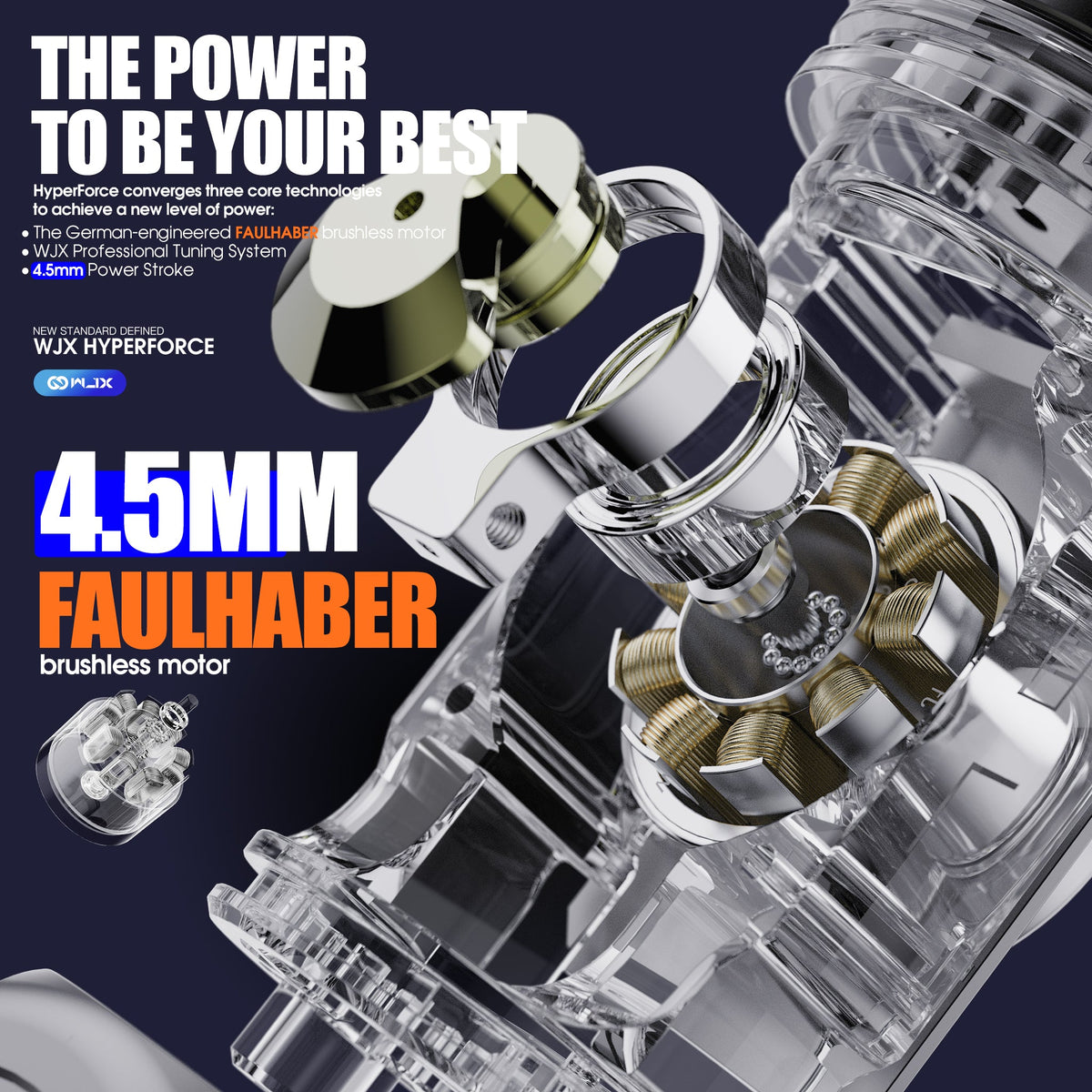 WJX Hyper Force Wireless Tattoo Pen Machine with FAULHABER Brushless Motor & 4.5mm Stroke