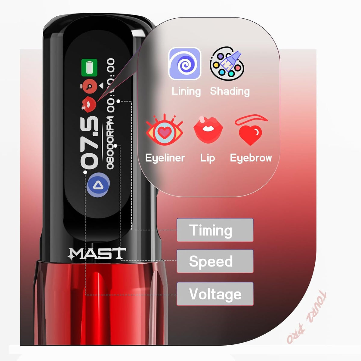 Mast Tattoo Tour2 Pro Wireless Tattoo Machine Pen 3.5mm Stroke