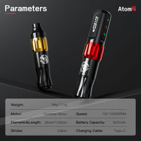 Dragonhawk Atom2 Wireless Tattoo Machine Pen 2.8mm Stroke RCA Jack Part Supply