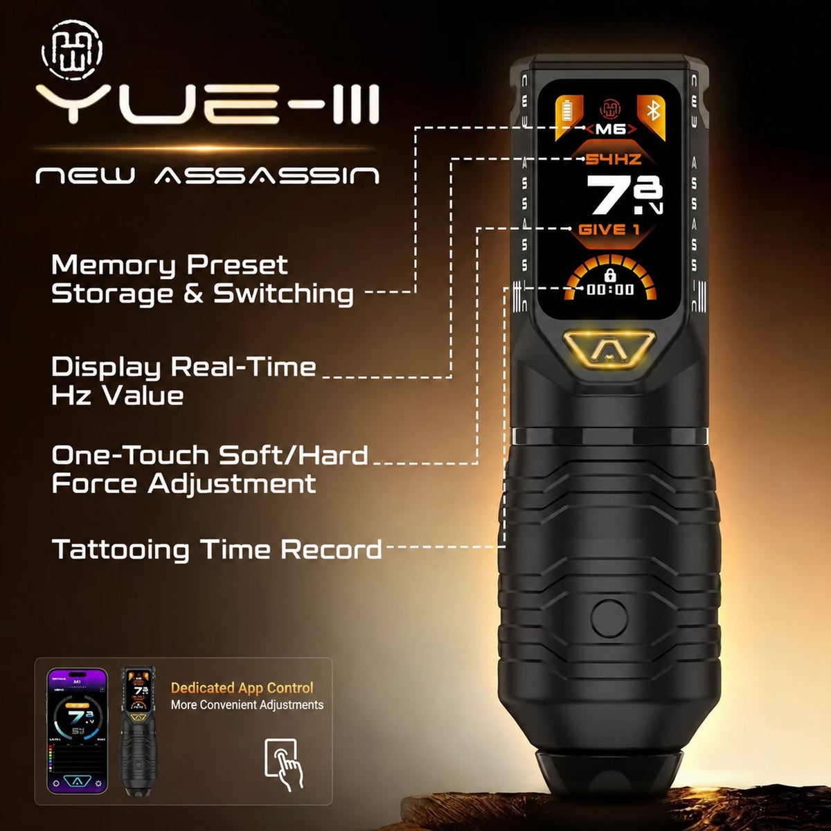 YUE‑III New Assassin  Wireless Tattoo Pen Machine with 4.0mm Stroke