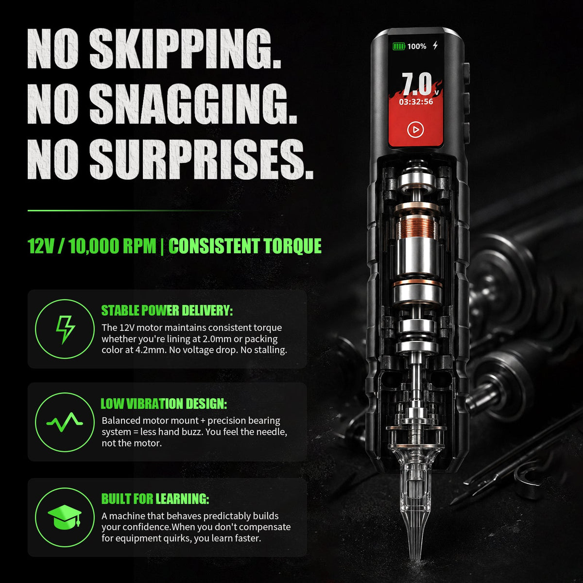 Dragonhawk A3 Pro Wireless Tattoo Pen Machine Kit