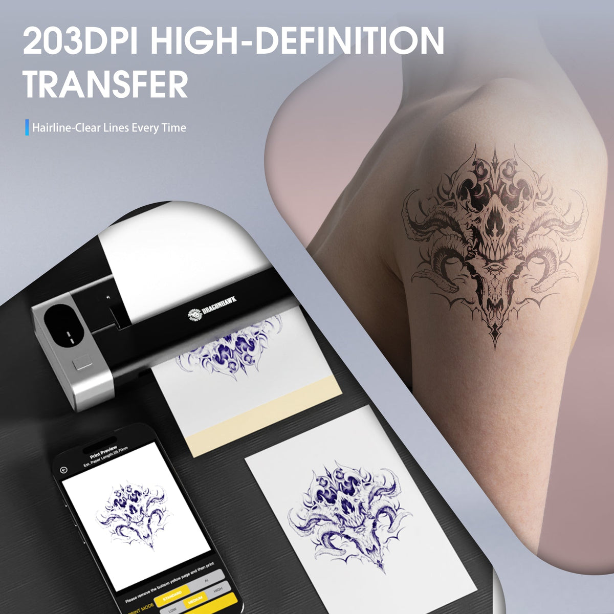 Dragonhawk M6 Wireless Tattoo Stencil Printer Portable Tattoo Printer