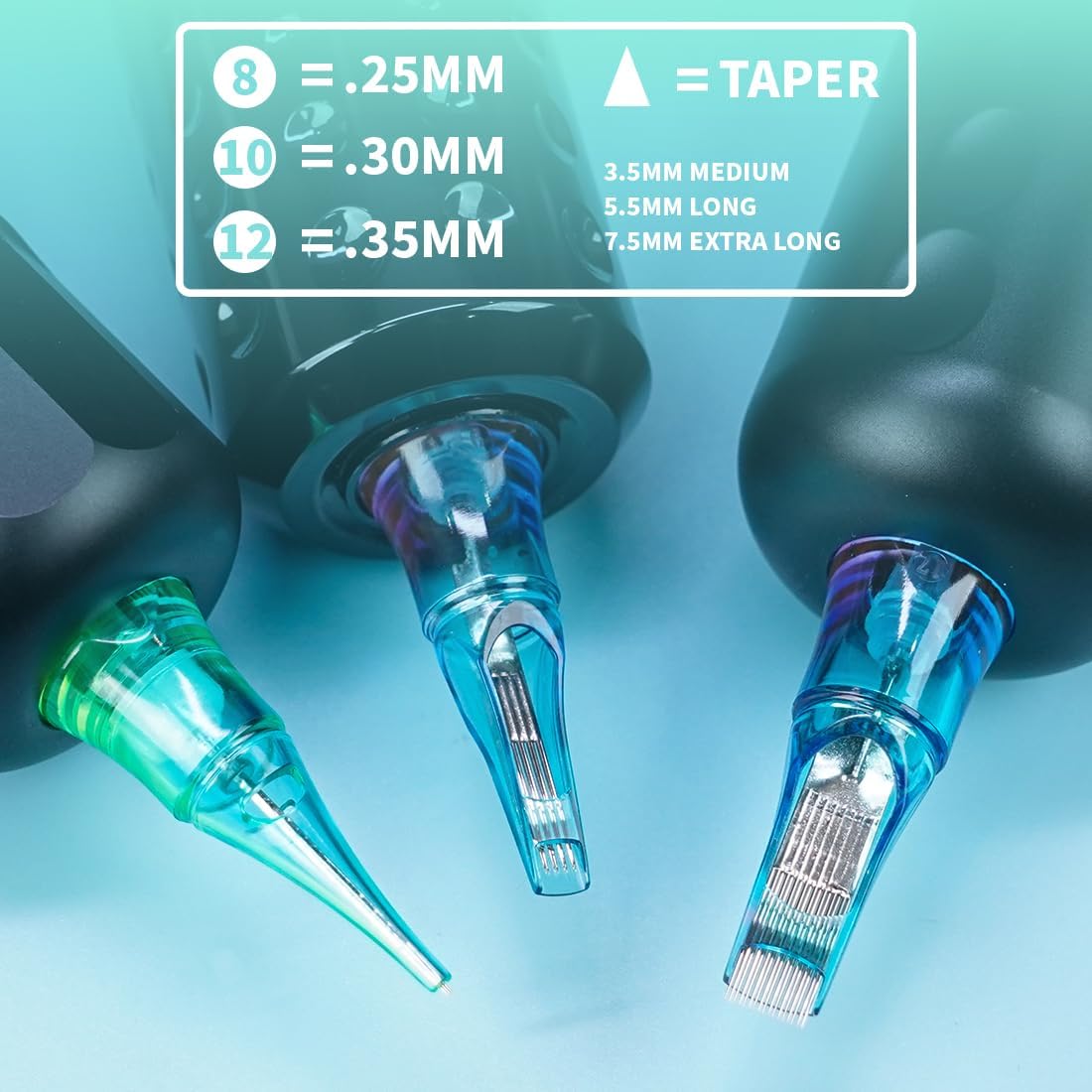 WJX ULTIMATE Tattoo Professional Cartridge Needles Sample Mixed Size - Box of 50
