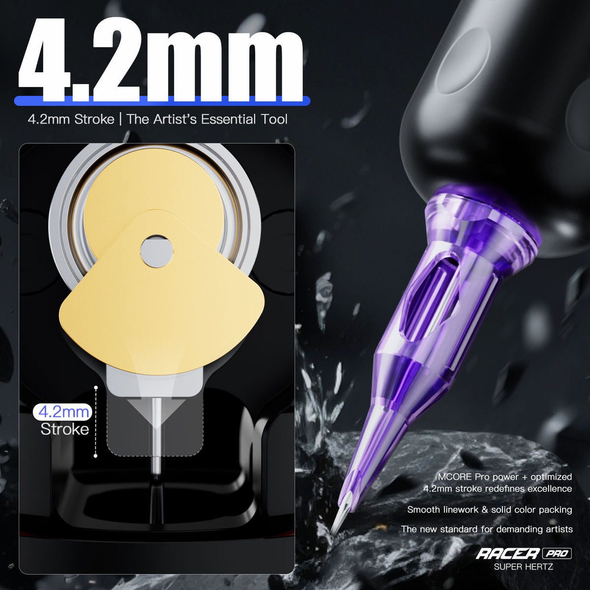 Mast Tattoo Racer Pro Tattoo Machine Gun Wireless 4.2mm Stroke Mcore-pro Motor