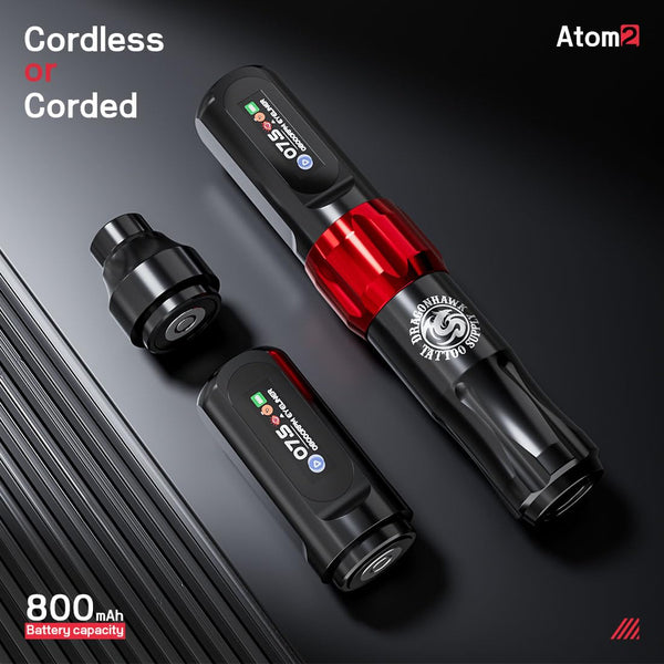 Dragonhawk Atom2 Wireless Tattoo Machine Pen 2.8mm Stroke RCA Jack Part Supply