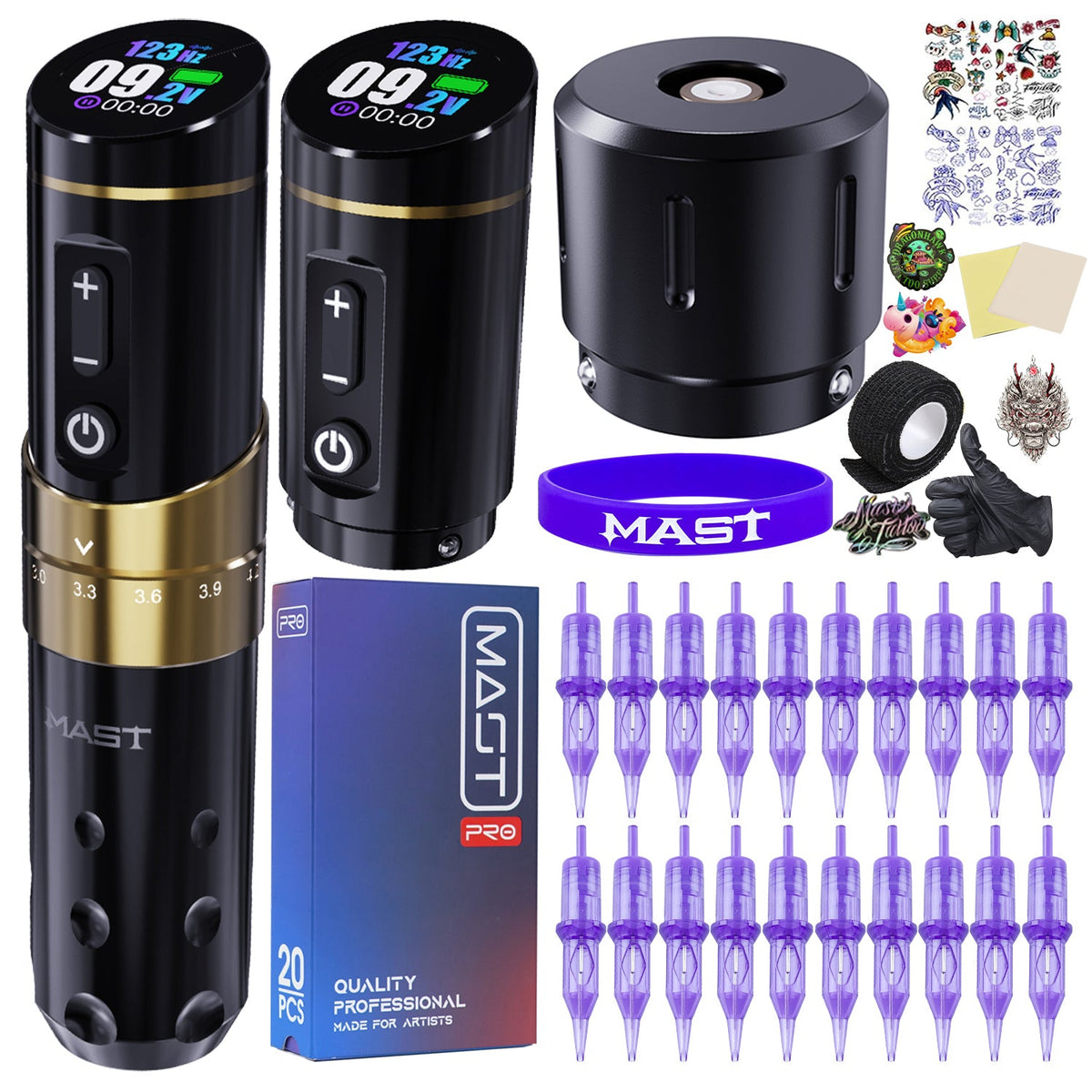Mast Flip3 Wireless Tattoo Machine Pen Professional Bundle