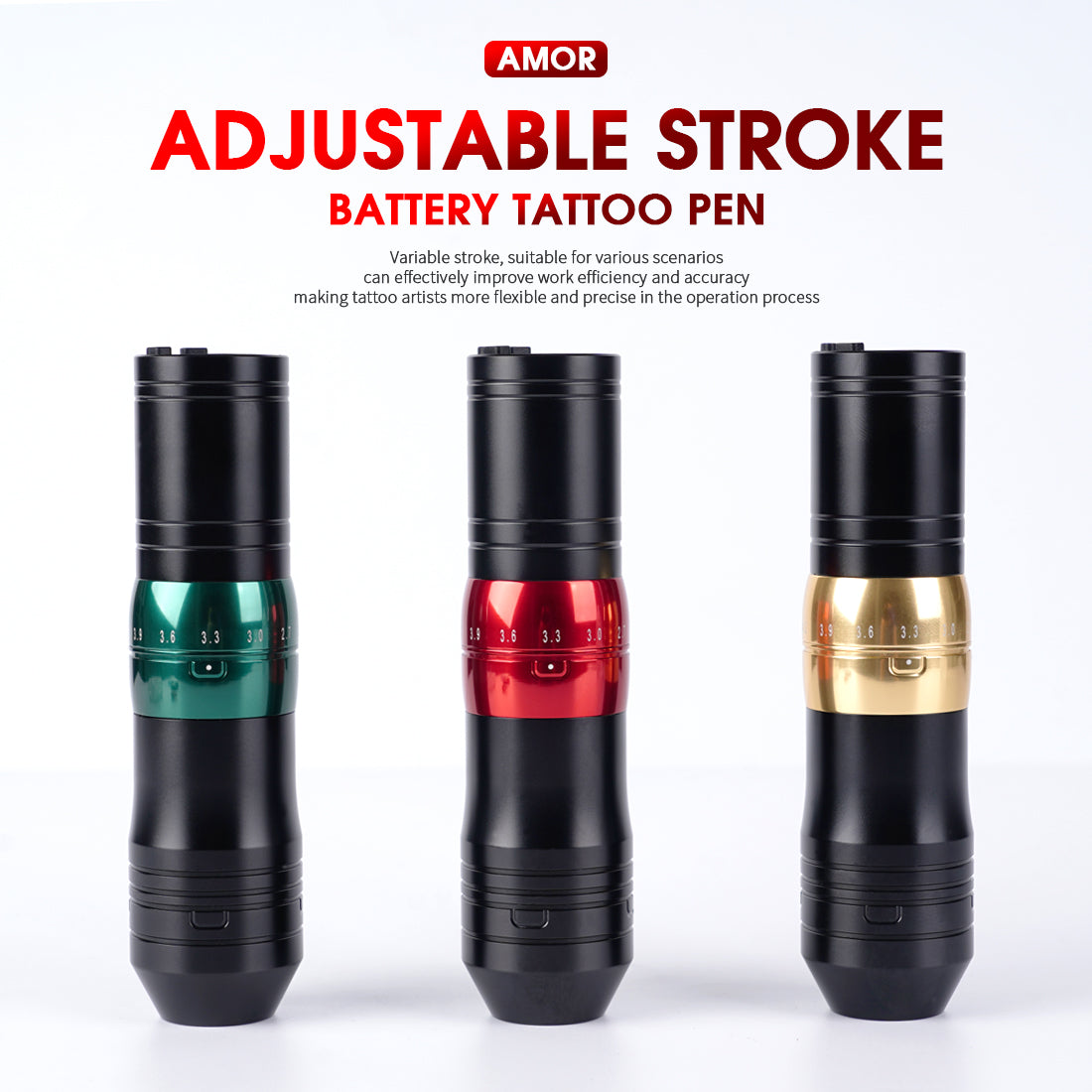 Arenahawk Amor Adjustable 7 Strokes Length 2.4-4.2mm Tattoo Battery Pen