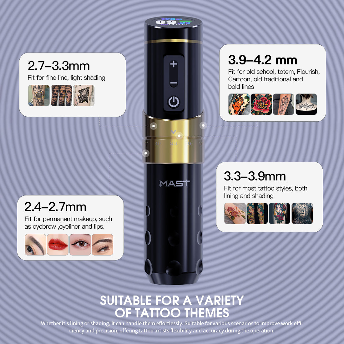 Mast Flip3 Wireless Tattoo Pen Machine with 2 Batteries
