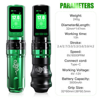 Dragonhawk Fold Pro Year of Snake Edition Wireless Tattoo Machine Pen 3000mAh Battery