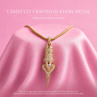 Faviamo 24K Gold Plated Handmade Zircon Inlaid Tattoo Art Pendant Ornament Necklace