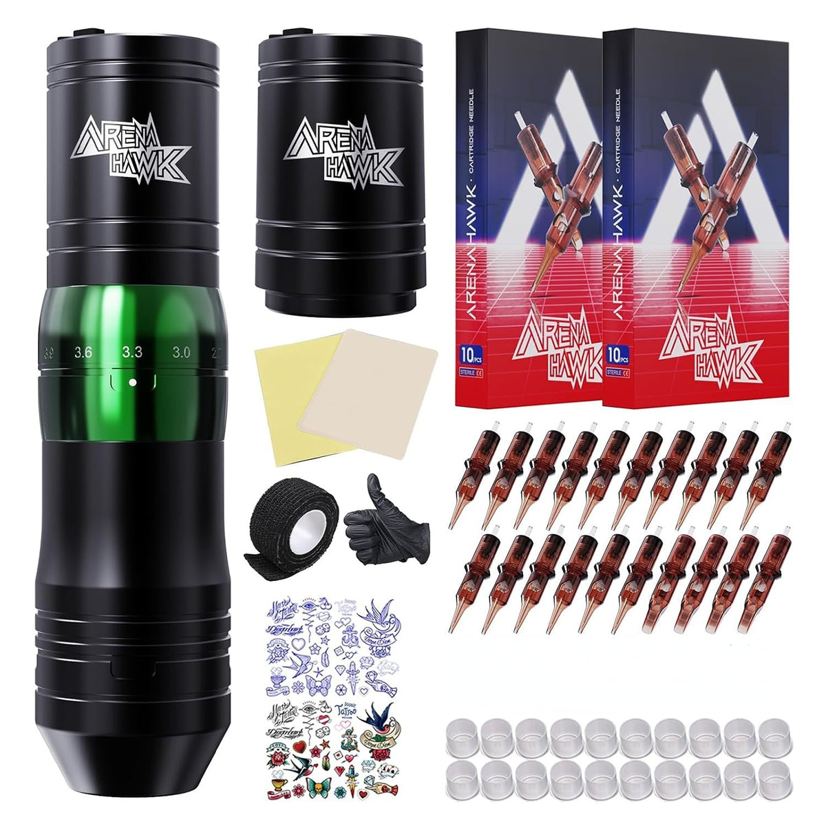 Arenahawk Cordless Complete Tattoo Gun Kit Pen Machine for Beginners