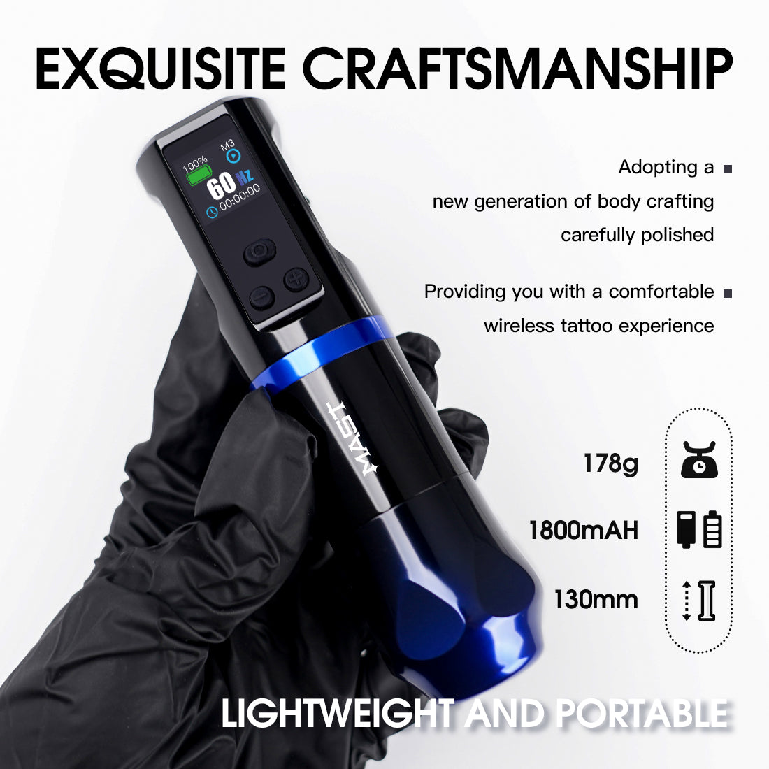 Mast Hertz Adjustable Frequency Wireless Tattoo Pen Machine