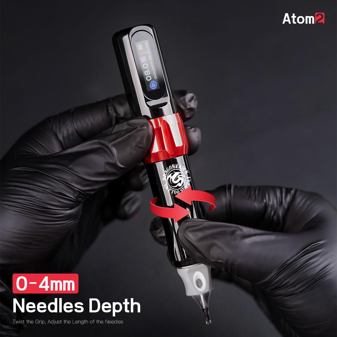 Dragonhawk Atom2 Wireless Tattoo Machine Pen 2.8mm Stroke RCA Jack Part Supply