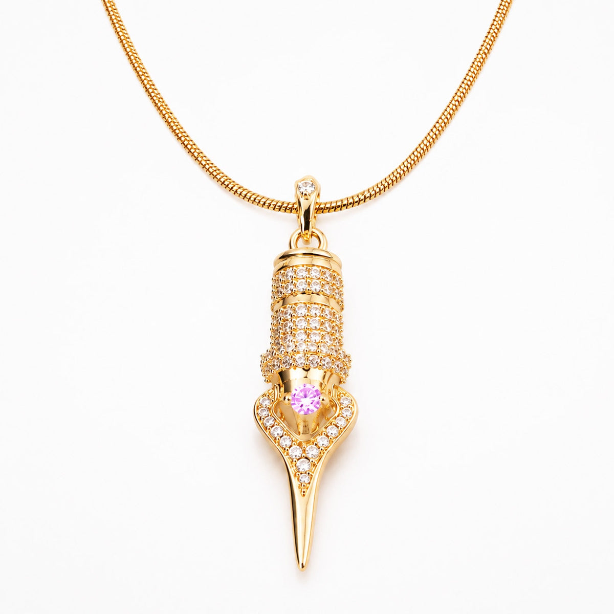 Faviamo 24K Gold Plated Handmade Zircon Inlaid Tattoo Art Pendant Ornament Necklace