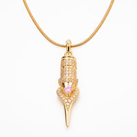 Faviamo 24K Gold Plated Handmade Zircon Inlaid Tattoo Art Pendant Ornament Necklace