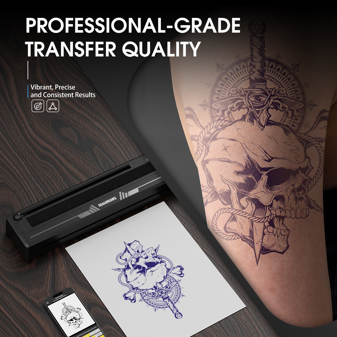 Dragonhawk A4 Wireless Thermal Tattoo Stencil Printer Machine Portable Tattoo Printer
