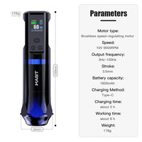 Mast Hertz Adjustable Frequency Wireless Tattoo Pen Machine