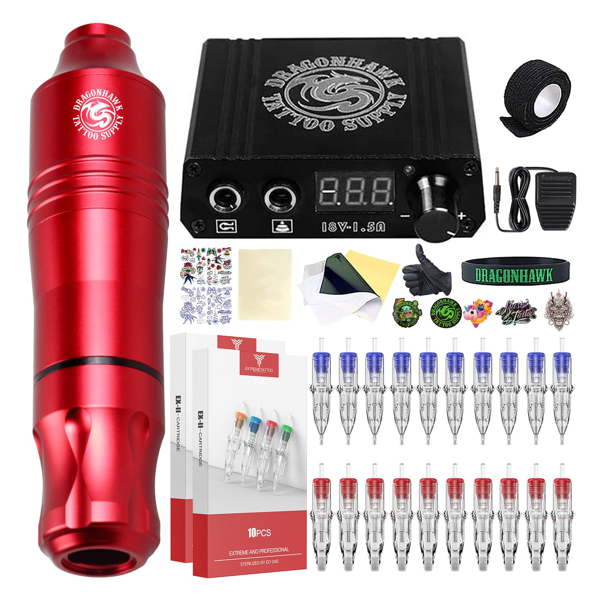 Dragonhawk Atom Tattoo Machine Kit Power Supplies